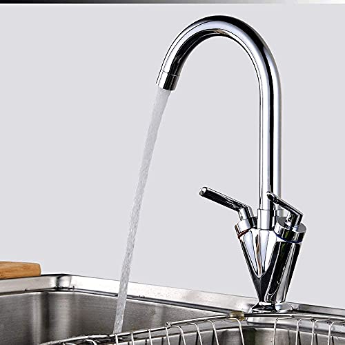 Mitigeur d'évier de cuisine à bec pivotant robinet monobloc chromé