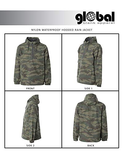 Global Blank Windbreaker Men’s Rain Jacket, Waterproof Hoodie Zip-Up Anorak, Camouflage, Xl #TOP1