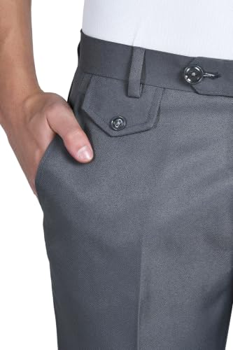 Image of Men's Formal Slim Fit Trousers | Premium Poly Viscose Blend Office Wear Flat Front Pants | Wrinkle Resistant Business Casual Pants | Length 41 Inches.