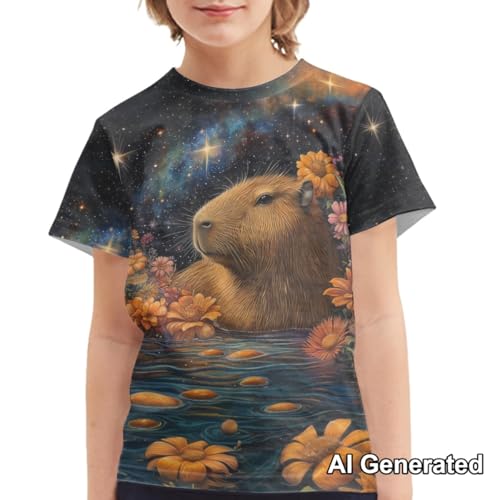 Image of Xhuibop Kids Tshirts Girls Boys 3-16 Years Summer Clothes for Teens Loose Fitting Tops