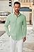 COOFANDY Mens Casual Shirts Long Sleeve Regular Fit Button Up Shirt Regular Fit Shirt Light Green