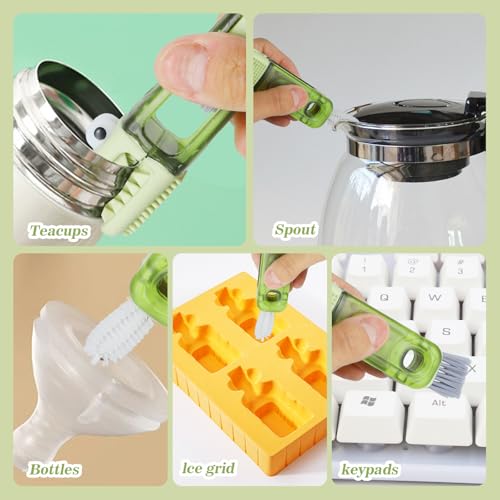 Image of Cup Lid Cleaning Brush 3 PCS,Tumbler Lid Cleaning Brush 4-in-1,Portable,Multifunctional,for Tight Spaces, Sealed Containers,Sippy Cups