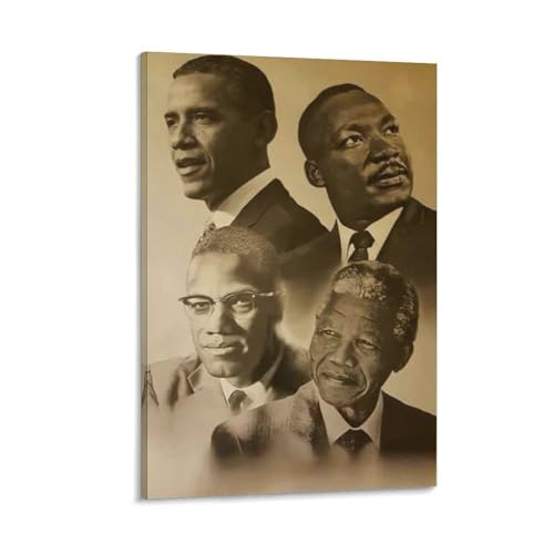 Póster decorativo de Mandela Malcolm X Obama Martin Luther King, lienzo decorativo para pared e impresión artística moderna para decoración de dormitorio familiar, 20 x 30 cm