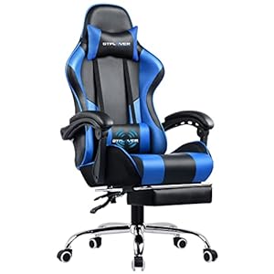 GTPLAYER Game stoel massage, gaming bureaustoel ergonomische met voetensteun, verstelbare hoofdsteun en lendensteun, in hoogte verstelbaar, lauw