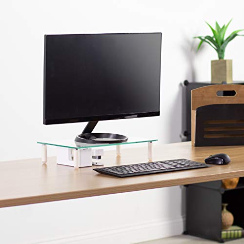 Vivo Glass Ergonomic Universal 15.7” Tabletop Monitor Riser, Mid-Sized Desktop Stand For Computer Monitor, Tv, Laptop/Notebook, And More Stand-V000T #TOP6