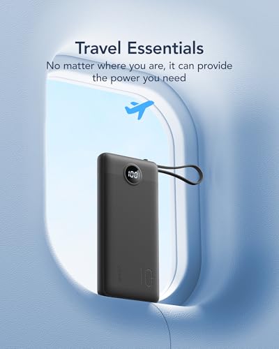 VRURC Power Bank mit 4 Kabel 10000mAh Powerbank Tragbares Ladegerät USB C Externer Handyakkus LED Display mit 5 Ausgängen 2 Eingänge Kompatibel mit iPhone/Huawei/Samsung Smartphone Android usw 6