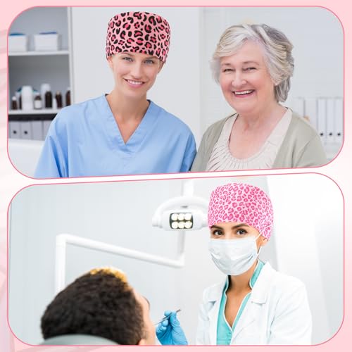 Image of Unittype 4 Pcs Nurse Caps for Women Nursing Working Caps with Button and Sweatband Adjustable Elastic Scrub Hats for Dentist