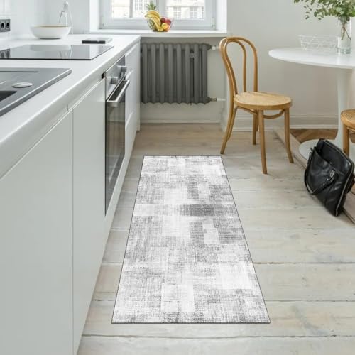 Alfombra antideslizante lavable gris de 40 x 350 cm para decoración de pasillos 5