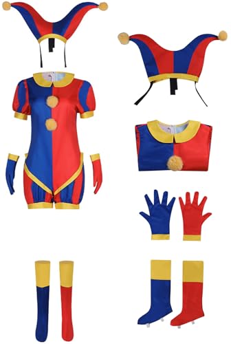 Déguisement Pomni adulte avec combinaison clown et bonnet pour cosplay