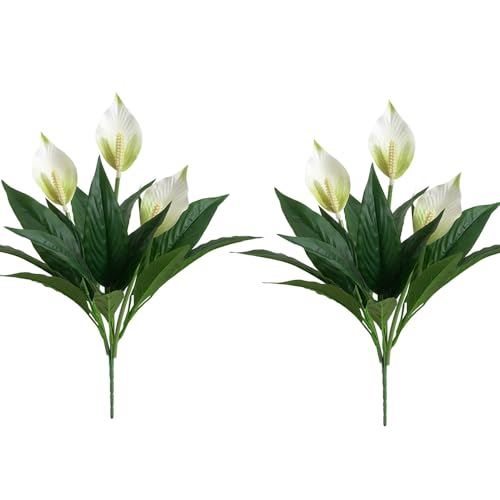 Shirfloral 2 Packs Artificial Spathiphyllum Silk Plants 18.5