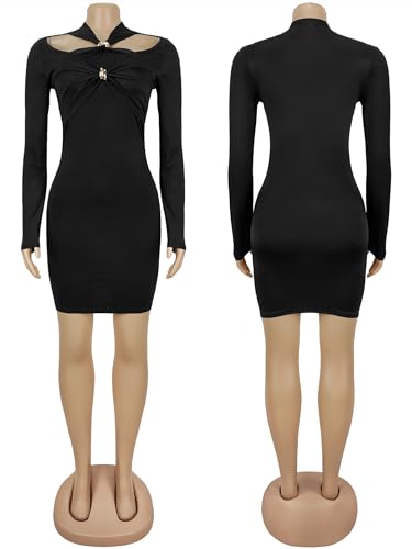 Image of Figdaw Sparkling Rhinestone Bodycon Dress for Women Special Occasions,Night Out