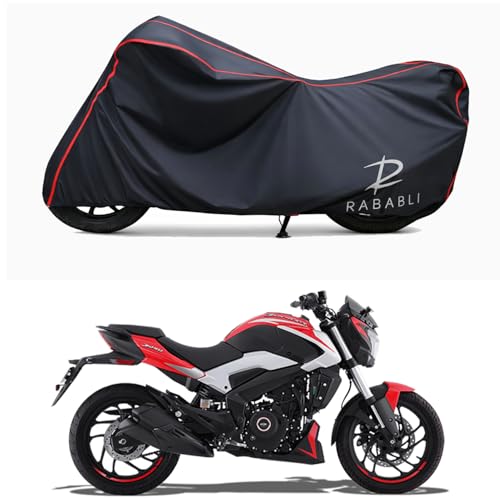 Image of Waterproof Bike Body Cover Compatible for | Bajaj Dominar 250 | Taffeta Fabric, Red Piping Design, Bottom Elastic Fit | Dustproof, Sun UV & Rain Protection for All Bikes