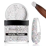 Honey Joy 28g/box Color Acrylic Powder Professional Holographic Silver Glitter Acrylic Nail Manicure Powder for Nail Extension, Nail Arts