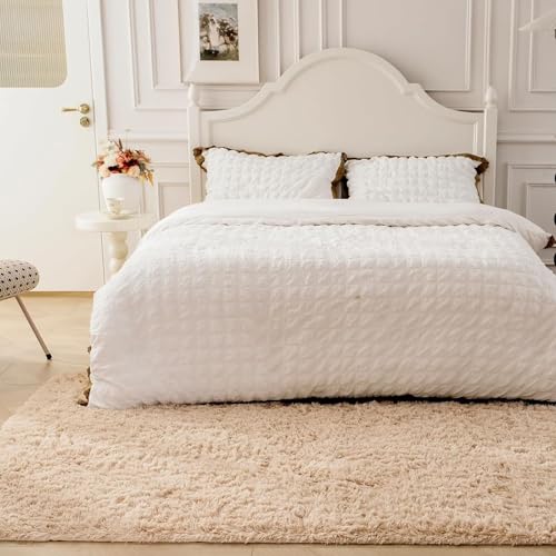 Tapis Moderne à Poils Longs Élégant Beige Shaggy