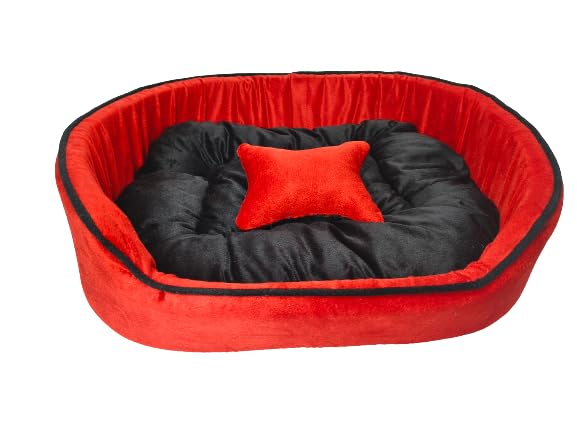 Expecting Smile Reversible Super Soft Premium Fluffy Cushion with Pipin Work Velvet Sofa Shape Dog Cat Pet Bed, Soft and Comfortable Red Black 4 (B0CQZ1L9R6) Amazon Price History, Amazon Price Tracker
