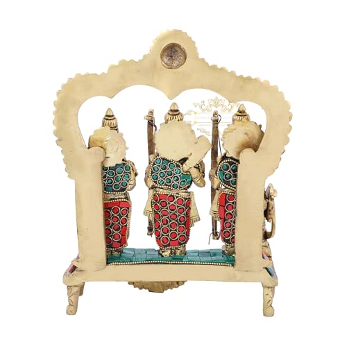 Image of DHARMA HOME & Decor Handcrafts Brass Ram Darbar Lord Ram, Laxman, Hanuman & Devi Sita for Home Decor & Puja Article
