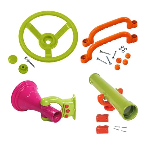 kesurpae Barco Pirata para Patio Trasero, telescopio, Patio de Juegos, Ruedas, Barras de Agarre, Columpios, Juguetes educativos para niños, Juego Duradero, casa Juegos al Aire Libre, casa del árbol,