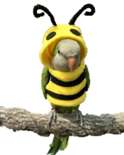Image of Bird Costume Diaper Flight Suit Bee Shape Clothes Cosplay Photo Prop for Parrots Lovebird Budgie Parakeet Cockatiel Sun Conure, Small Animals Apparel (Bee Without Diaper, Medium), Green (BPF1)