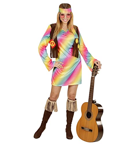 W WIDMANN MILANO Party Fashion - Costume Hippie Girl, robe avec gilet et bandeau, pour soirée à thème Flower Power années 60, carnaval