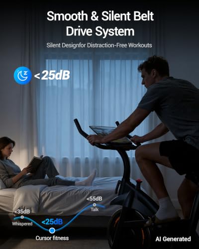 Image of CURSOR FITNESS Exercise Bike, Brake Pad Stationary Bike for Home with Exclusive App, Stationary Bikes for Home with 300 lb Weight, Indoor Cycling Spin Bike Workout Bike with Extra Comfort Seat