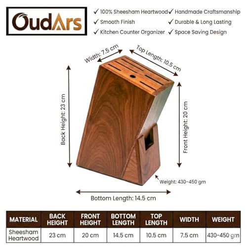 Image of Wood Knife Stand /Holder - Empty Wood Knife Box /Knife Organizer for Kitchen Cutlery, Scissors, and Spoons