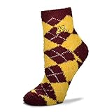 For Bare Feet NCAA Argyle Fuzzy Sleep Socks-Medium-Minnesota Golden Gophers