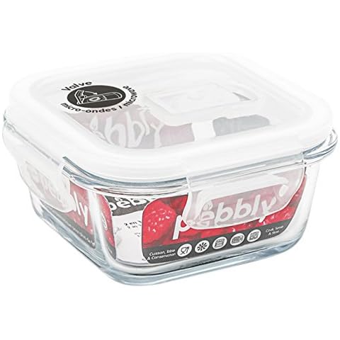 Pebbly PKV-320CB - Fiambrera cuadrada de vidrio transparente Cover