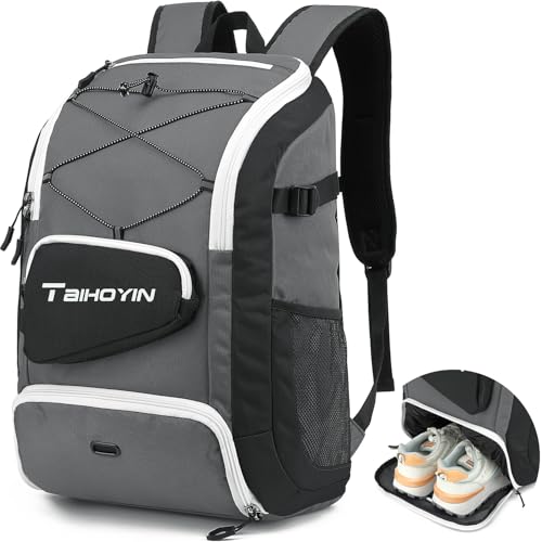 TAIHOYIN Mochila de natação com compartimento para sapatos, bolsa de ginásio pequena para homens e mulheres, bolsa de equipamento de natação para praia e piscina, cinzento, S