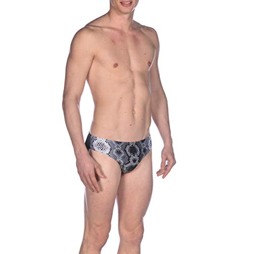 Arena Men's Standard Previous Season Print 3-Inch Brief Athletic Training Swimsuit, Snake Skin Black, 24 #TOP27