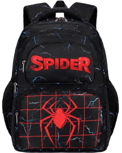 AUIVTY Mochila escolar para meninos e meninas, adolescentes, mochila escolar, ensino fundamental, médio, adolescentes, aranha-relâmpago