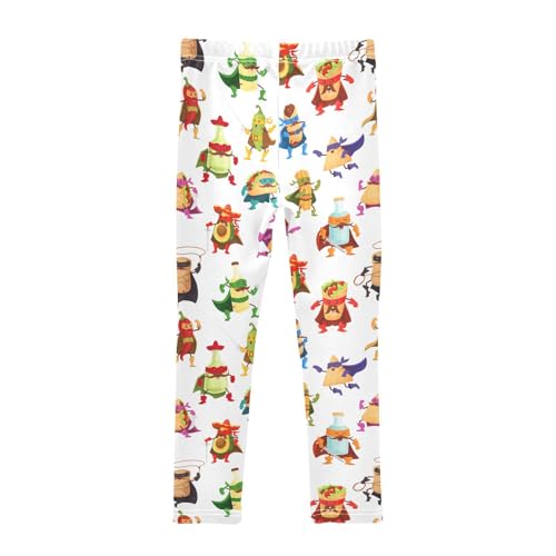 ZZKKO Girls Leggings Cartoon Tex Mex Food Characters Toddler Girls Clothes Leggings for Girls Toddler Girls Leggings 3-4T2