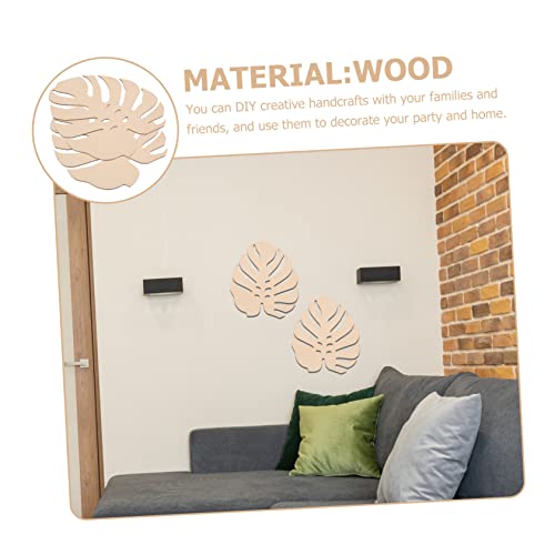Housoutil 2 pcs Wooden Monstera unpainted Leaf Shaped Wooden Cutouts Unfinished Blank Leaf Shaped Cutouts Palm Leaves Decor Wood Decor Miniature Wood Cutout DIY Project Decoration Plant - Image 3