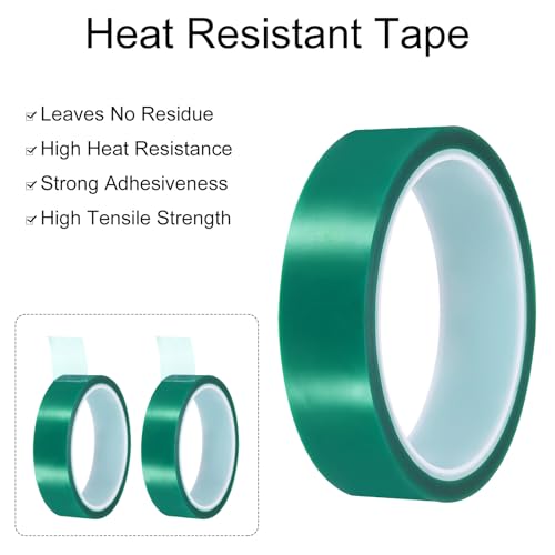 Image of uxcell Green Heat Tape, 4 Rolls 25mmx33m 108ft High Temperature Heat Resistant Tape for Sublimation,Heat Vinyl Press,Heat Transfer, Circuit Board, No Residue
