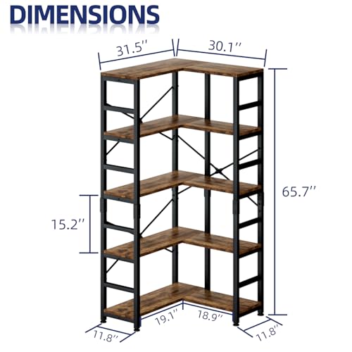 Chic 5-Tier Corner Bookshelf for Stylish Storage - Image 4