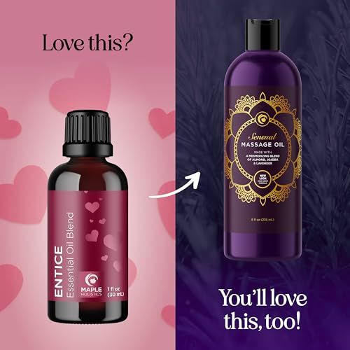 Image of Entice Essential Oil Blend for Diffuser - Passionate Blend of Aromatherapy Oils for Couples with Lavender Palmarosa Clary Sage and Ylang-Ylang Essential Oil - Ignite the Romance Essential Oils Blend