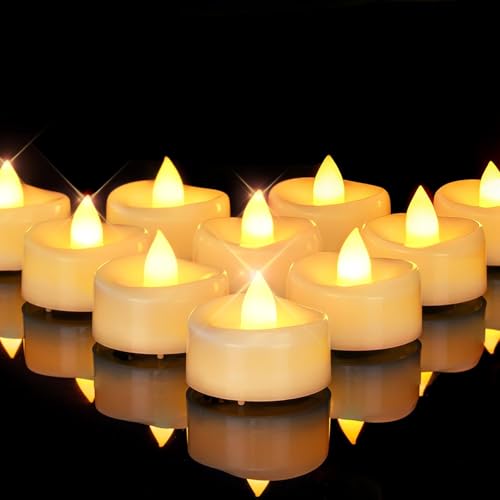 AMAGIC 24er Flammenlose LED-Teelichter Batteriebetriebene Kerzenimitate 100+ Std. Leuchtdauer Für Hochzeit Weihnachten Tischdeko Zuhause Elfenbein mit Perlmuttoptik