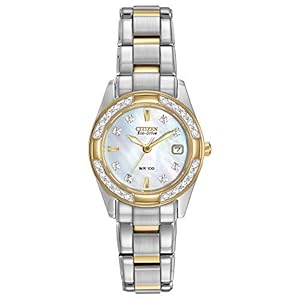 Citizen Women’s Eco-Drive Dress Classic Diamond Watch in Two-tone Stainless Steel, Mother of Pearl Dial (Model: EW1824-57D)