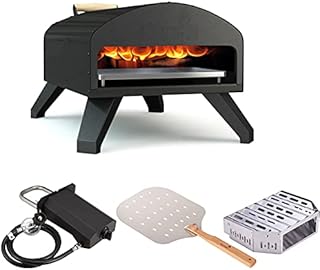 Bertello Outdoor Pizza Oven Bundle - Bertello Pizza Oven, Gas+Wood Tray Burner, Pizza Peel, Pizza Stone. Portable Pizza Oven AS SEEN ON SHARK TANK - PATENT PENDING