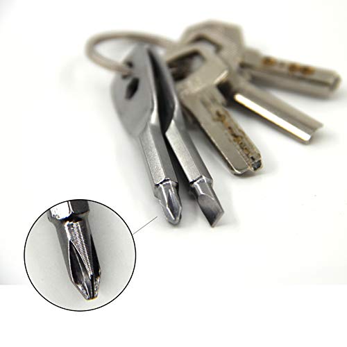 Portable Screwdriver Keychain 4-in-1 Multifunction Set, Flathead and Phillips Key Screwdriver Tool Set, Nut Driver Hex Wrench Repair Hand Tool Pocket Screwdrivers, Gift for Man, Father, Husband