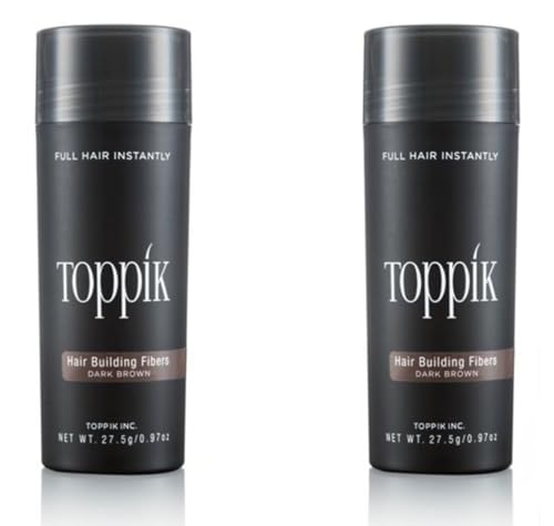 2 x TOPPIK 27,5 g. Fibras de Pelo - Densificador cabello Pérdida Micro, Color Del Artículo:Marrón Oscuro
