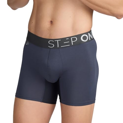 STEP ONE Mens Underwear Trunk Briefs, 1 Pair, Underwear for Men, Moisture Wicking, 3D Pouch + No Ride Up Trunk Briefs for Men Grey Medium
