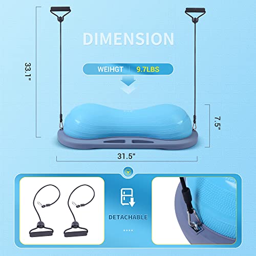 Image of Nice C Balance Ball, Half Ball, Balance Ball, Exercise Workout Trainer, with Resistant Band, Strength Fitness Yoga with Bonus Foot Pump