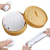 Colorful Dumpling Squishes Stress Balls, Cute Anxiety Relief Fidget Toy, Soft Squeeze Decompression Dough for Adults, Simulation Food Squishies Bun with Steamer
