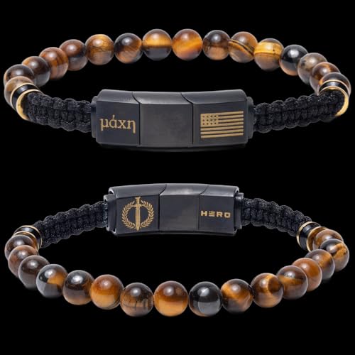Pulsera de hombre con cuentas Tiger's Eye bandera americana miniatura 3