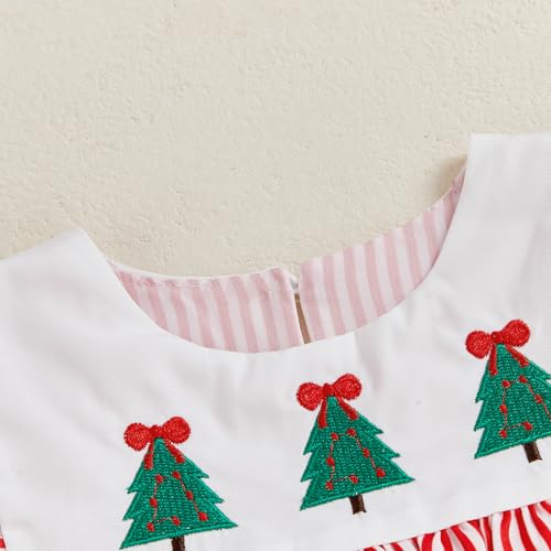 Newborn Baby Girl Christmas Outfit Tree Ruffle Long Sleeve Romper Jumpsuit Smocked Bubble Striped Clothes3