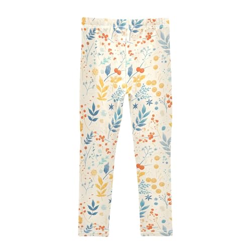 KLL Merry Christmas Winter Leaves Snowflakes Toddler Girl Basic Leggings Stretch High Waisted Yoga Pants Gym2