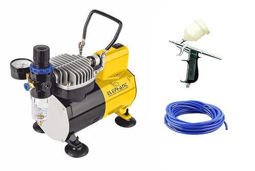 Image of Elephant Piston Type Mini Air Compressor with Fan AS-182 for Air Brushes (Artistic Gun /Pen Gun) for Use Makeup, Cake Decorating, Tattoo, Face, Body Painting Airbrushing (AS182-AC60)