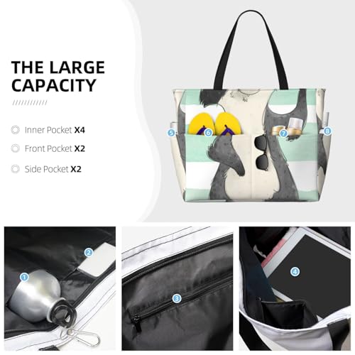 Cute Raccoon Print Beach Pool Bags Tote For Women Ladies Large Gym Tote Carry On Bag For Weekender Travel Waterproof3