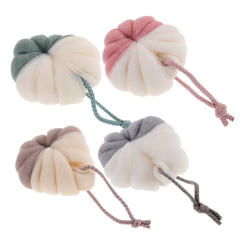 VICASKY 4pezzi Palla da Bagno Spugna Palla di Luffa Rete per Bolle Accessori per Bagno Esfoliante e Detergente Colori per Colore