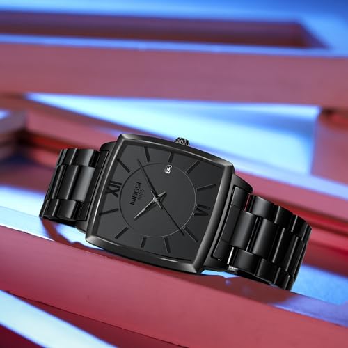 Image of NIBOSI Men's Watches Analog Military Sport Black Dial Watches for Men Business Waterproof Casual Watch Stainless Steel Wrist Watches Date
